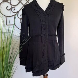 NWT HEATHER B Size Large Black Cardigan Sweater